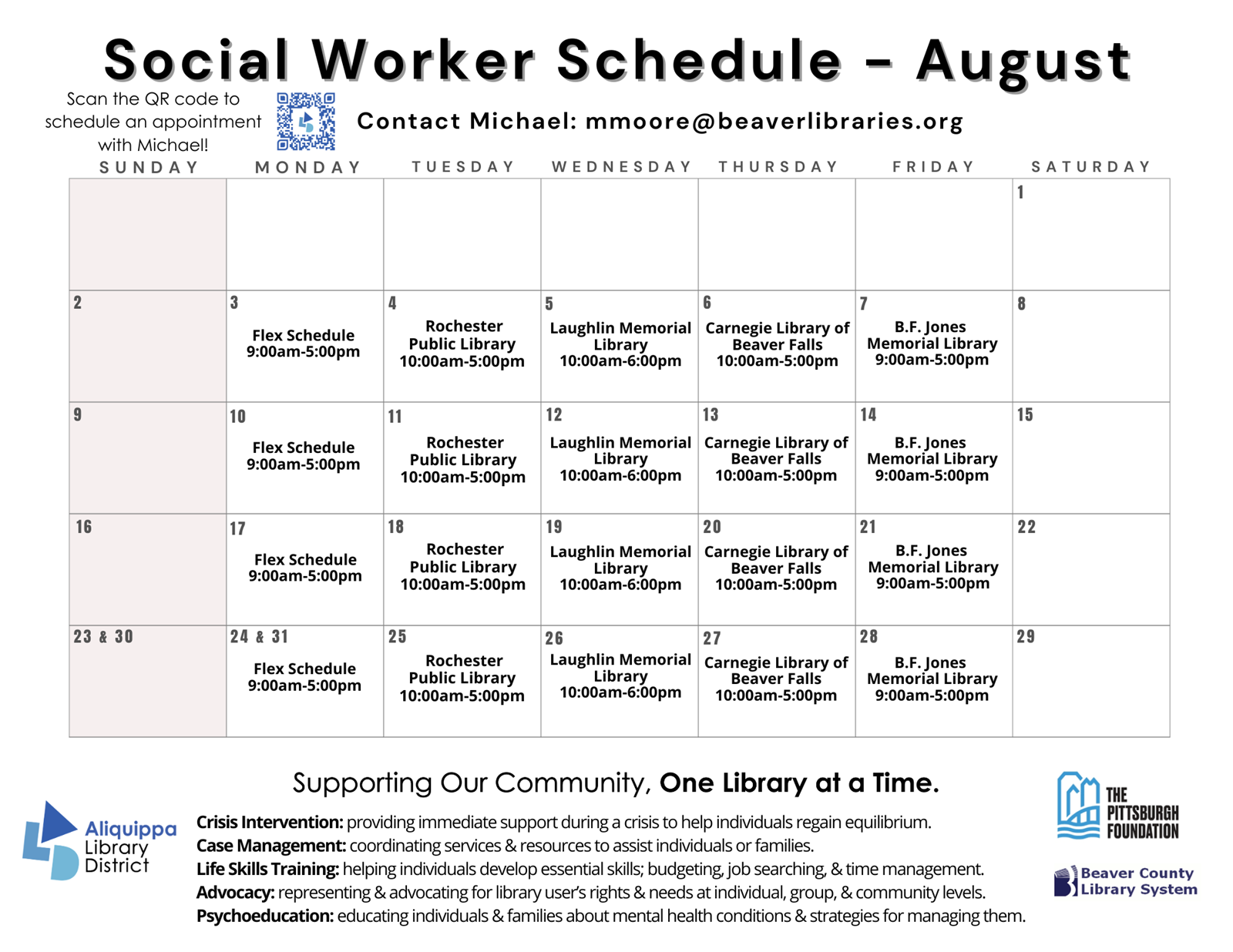Social Worker Schedule - August