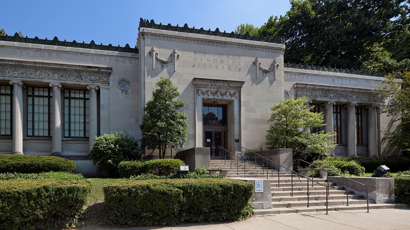 Exterior of the B.F. Jones Library.